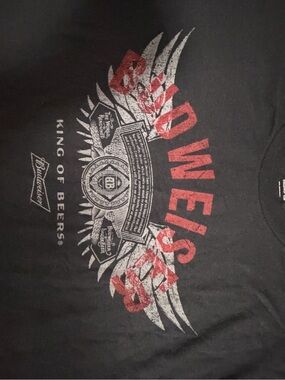 Budweiser Black Tee with Red and White Winged Logo